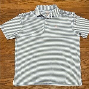 Rhoback Light Blue and White Striped Polo